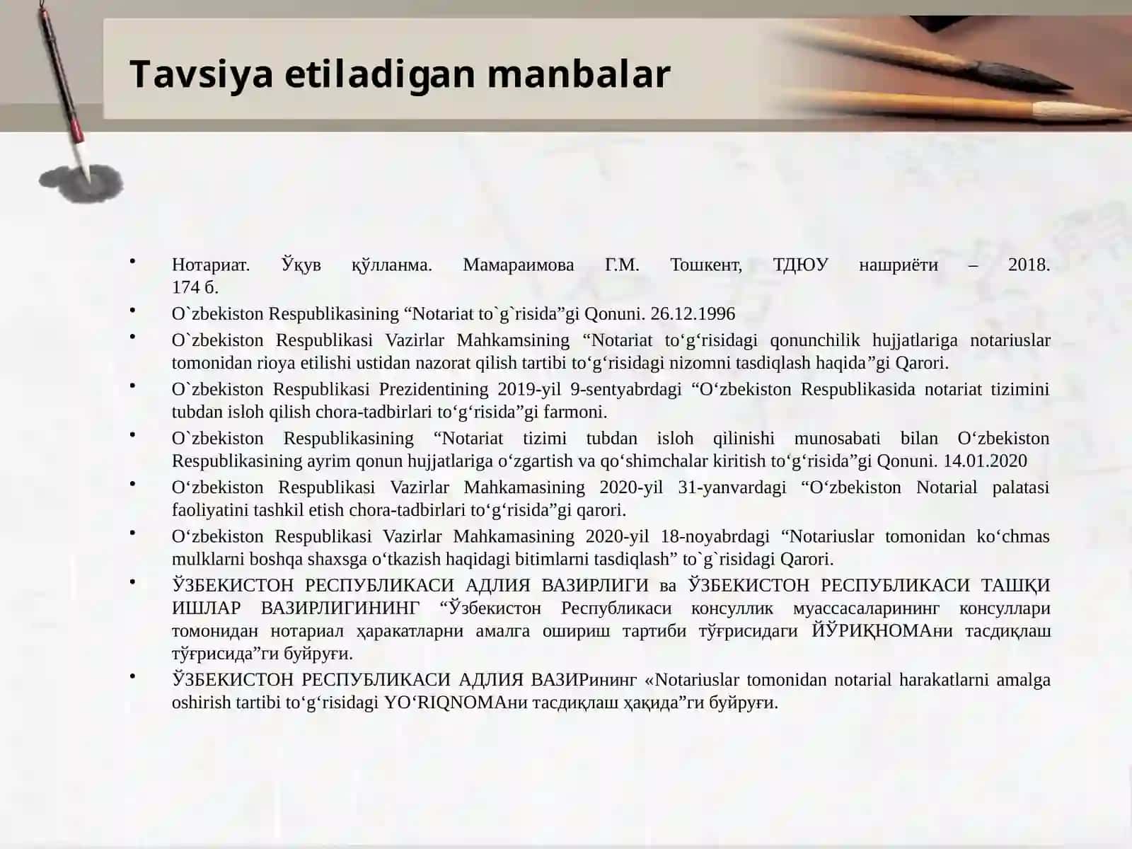 Notarial Harakatlarning Tasnifi va Notarial Harakatlarni Amalga Oshiruvchi Shaxslarning Vakolatlari 3
