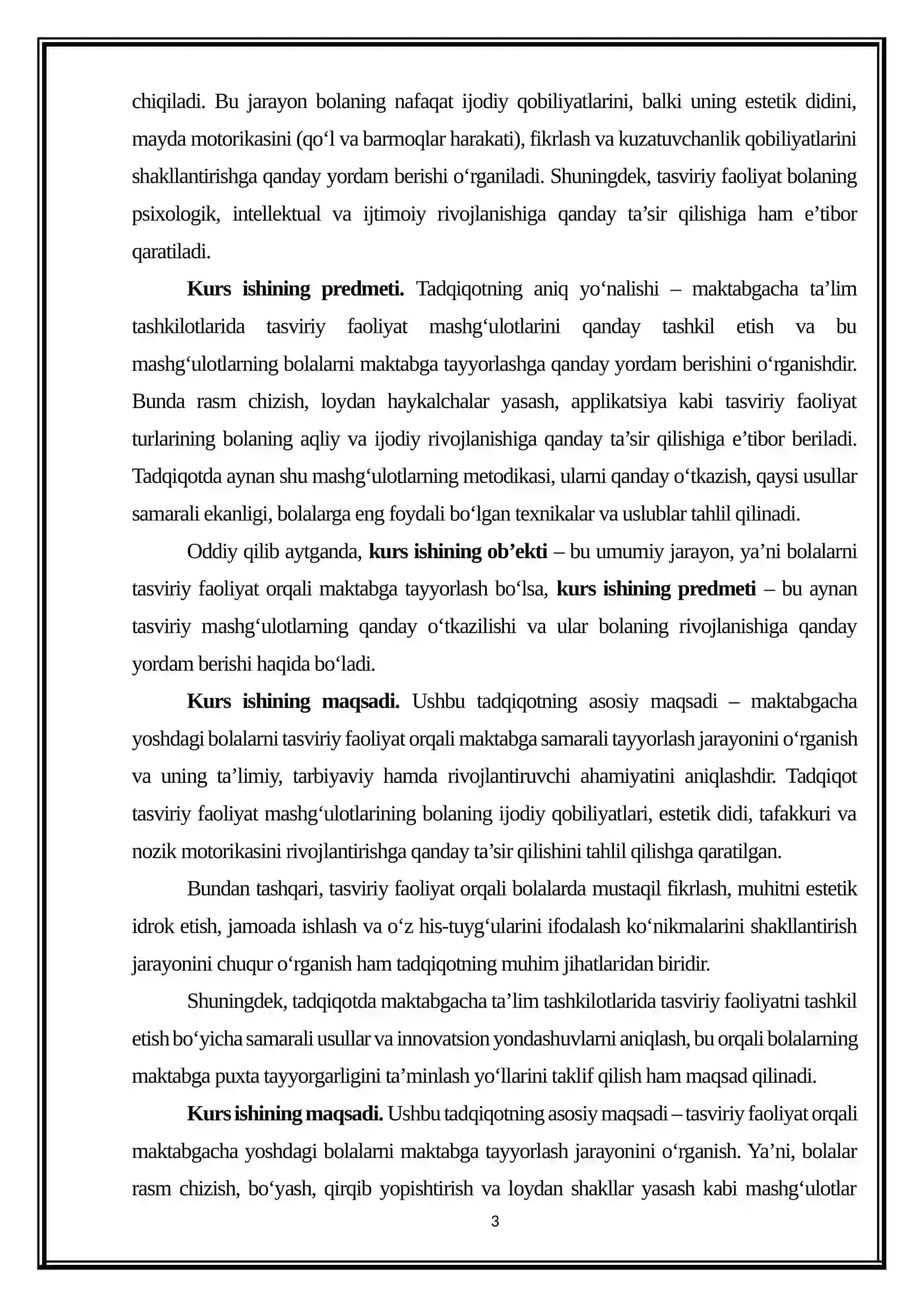 TASVIRIY FAOLIYAT MASHG‘ULOTLARIDA BOLANI MAKTABGA TAYYORLASH 3