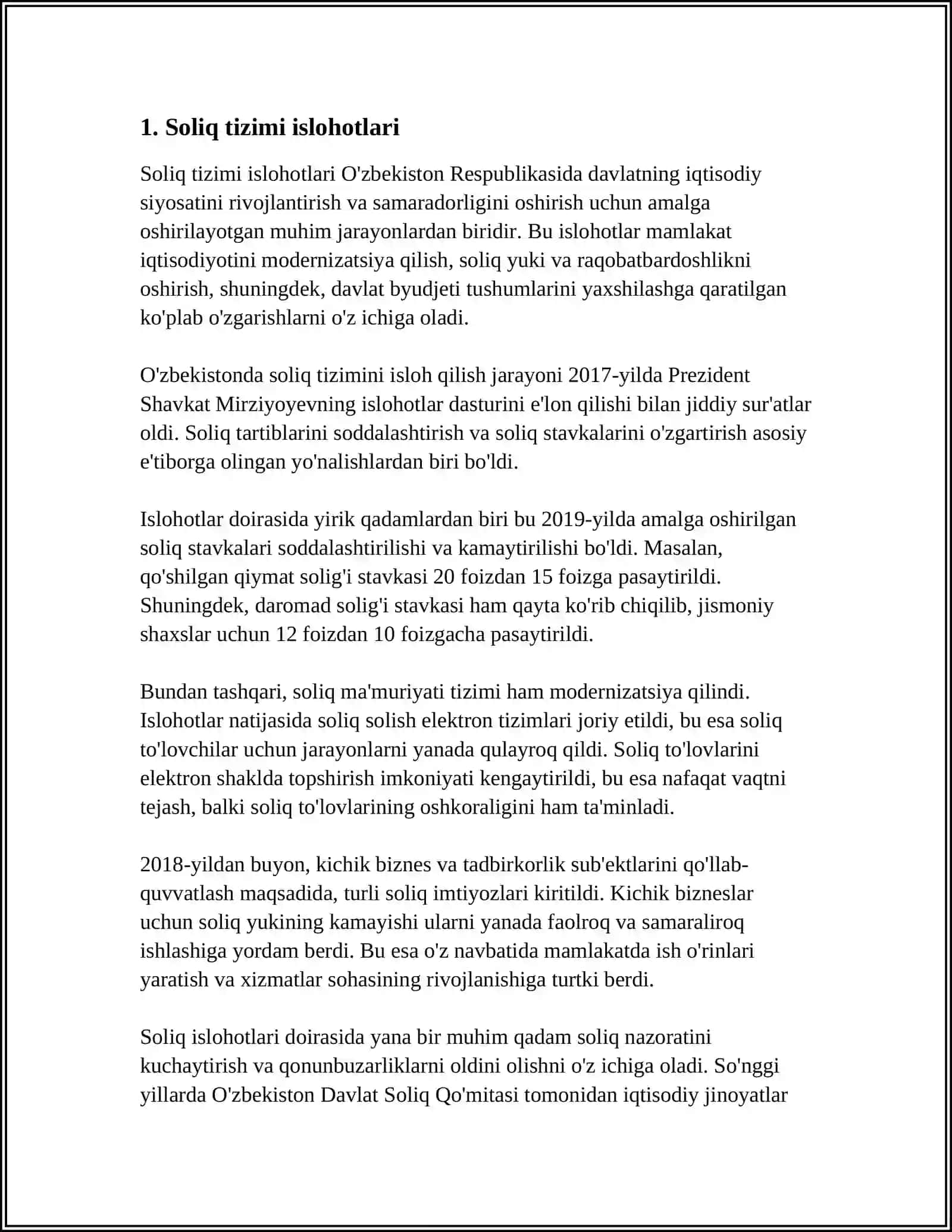 OʻZBEKISTON RESPUBLIKASI PREZIDENTI SH.M. MIRZIYOYEVNING KENG MIQYOSLI IQTISODIY ISLOHOTLARI VA ULARNING MAZMUNI 3