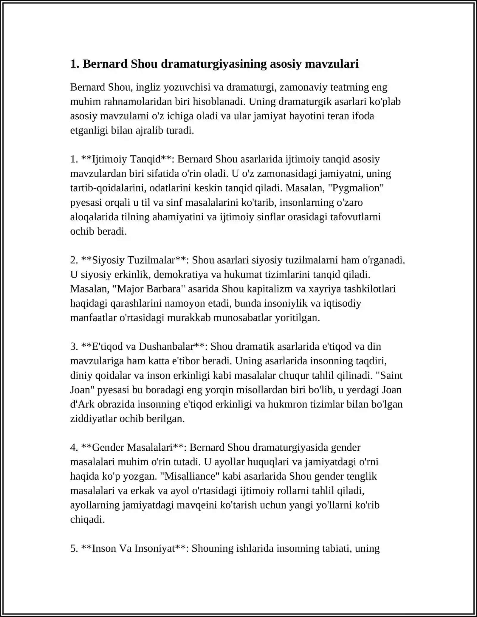BERNARD SHOU DRAMATURGIYASI 3