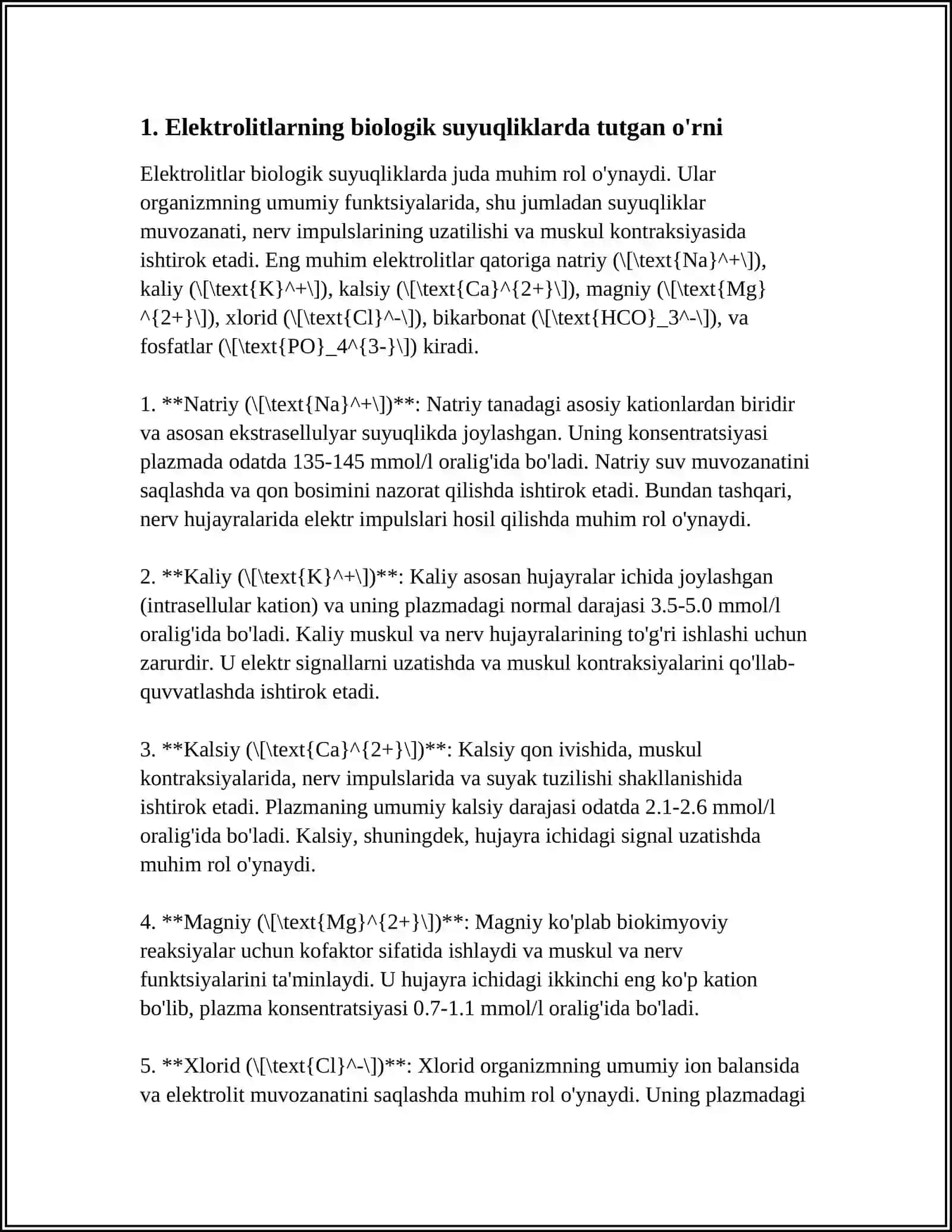 ORGANIZMNING BIOLOGIK SUYUQLIKLARI ELEKTROLIT VA NOELEKTROLIT ERITMALAR SIFATIDA 3