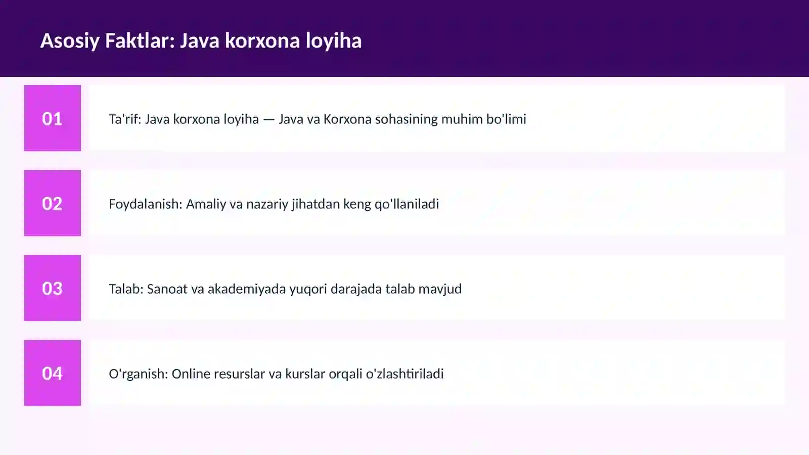DASTURLASH | JAVA VA KORXONA 3