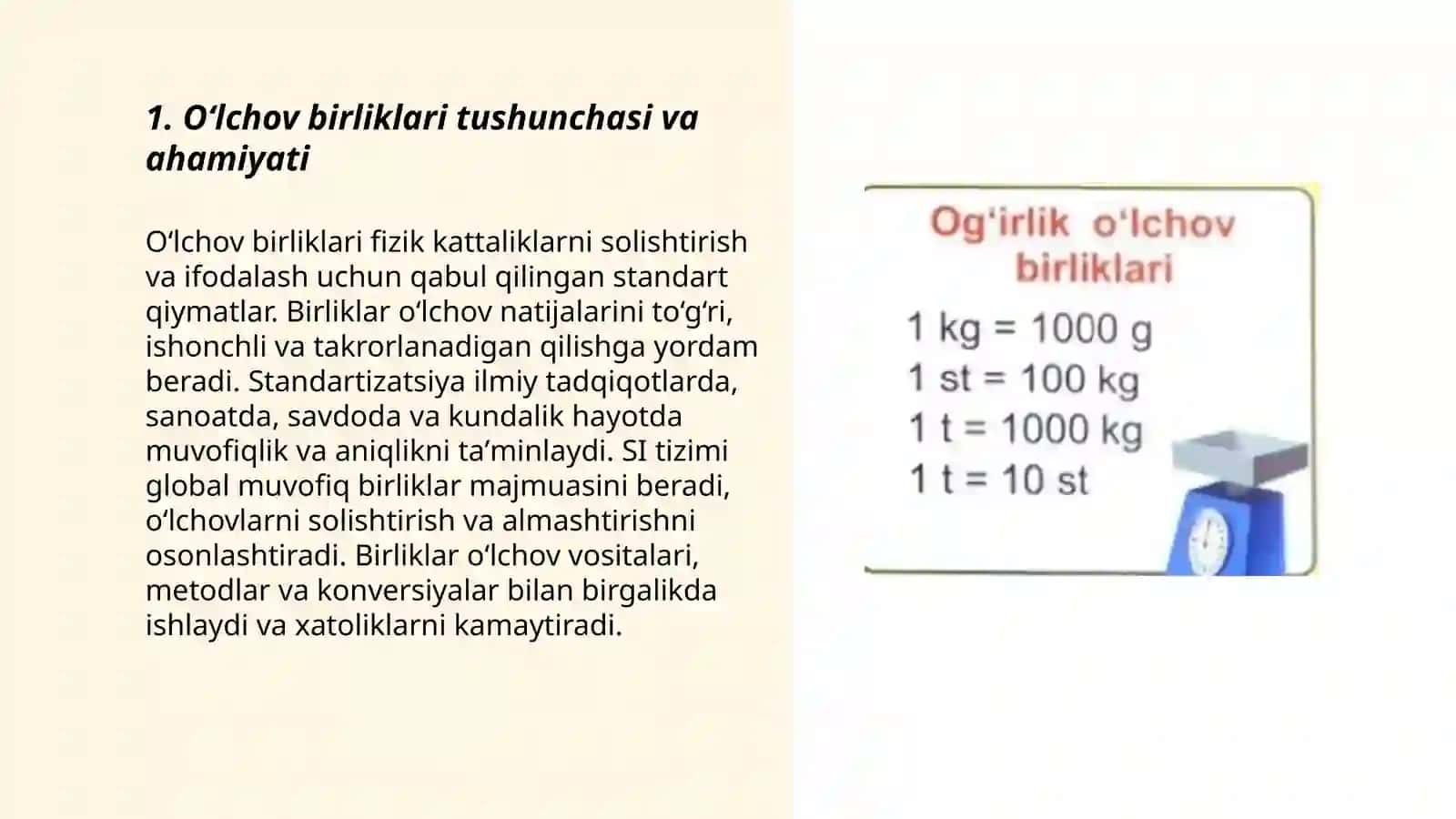 Oʻlchov birliklari haqida taqdimot 3