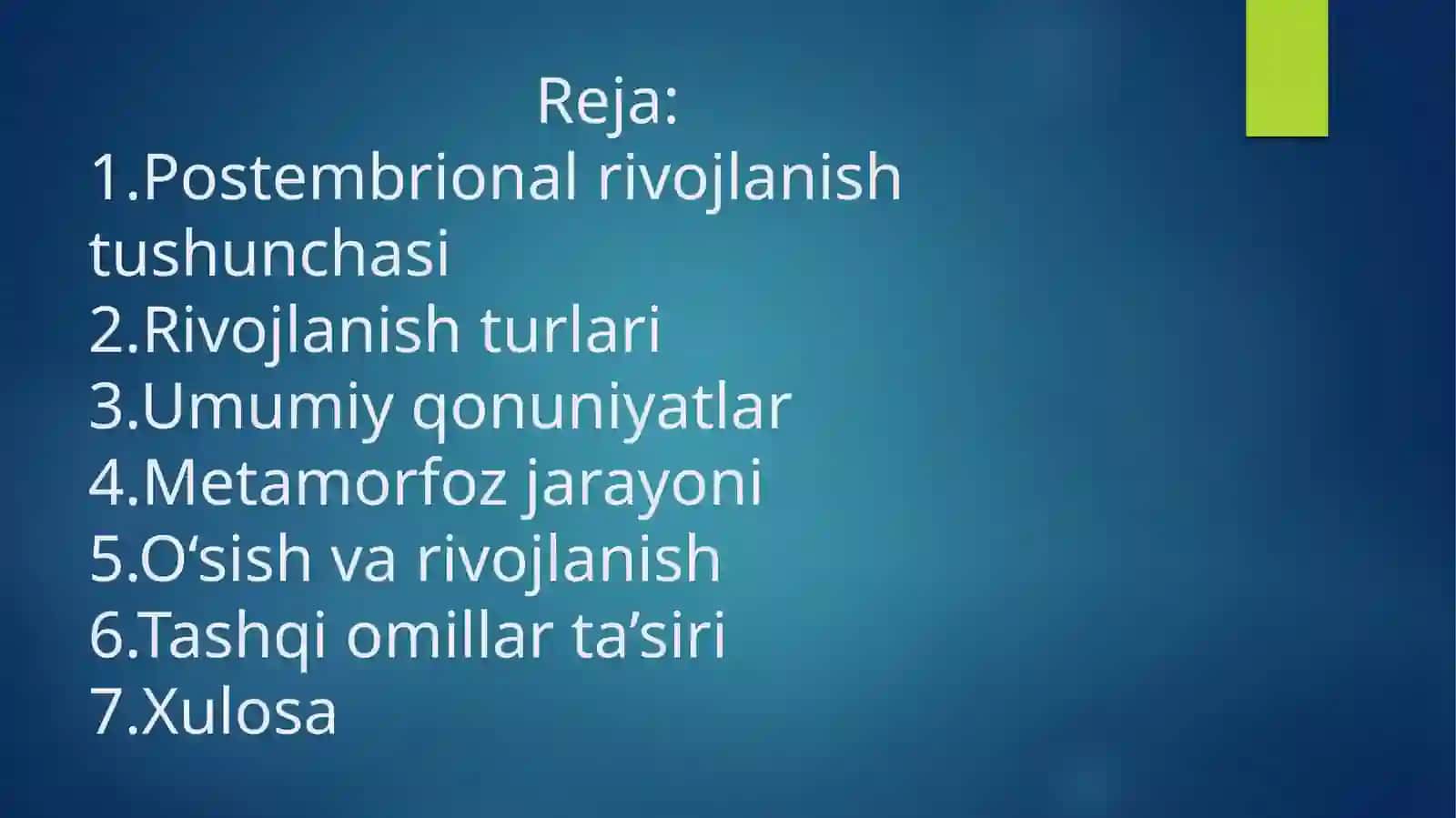 POSTEMBRIONAL RIVOJLANISHNING UMUMIY QONUNIYATLARI 3