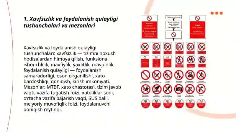Xavfsizlik va foydalanish qulayligini koʻrsatkichlarini aniqlash 3