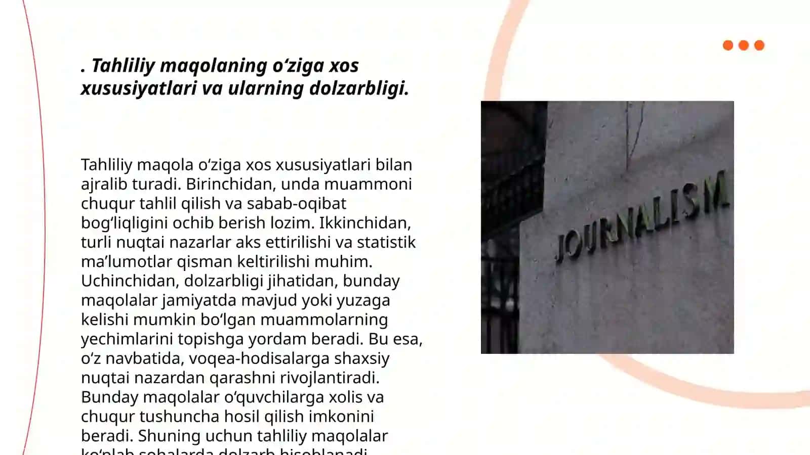 Ommaviy axborot vositalarida tahliliy janrlarga oid misollar tahlili 3