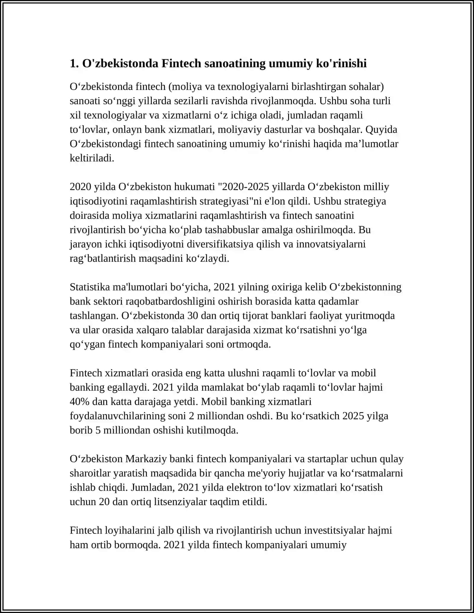 O'ZBEKISTONDA FINTECH KOMPANIYALARINING RIVOJLANISHI VA FAOLIYAT PRINTSIPI 3