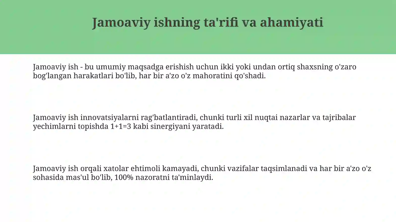 Jamoada ishlash team working 3
