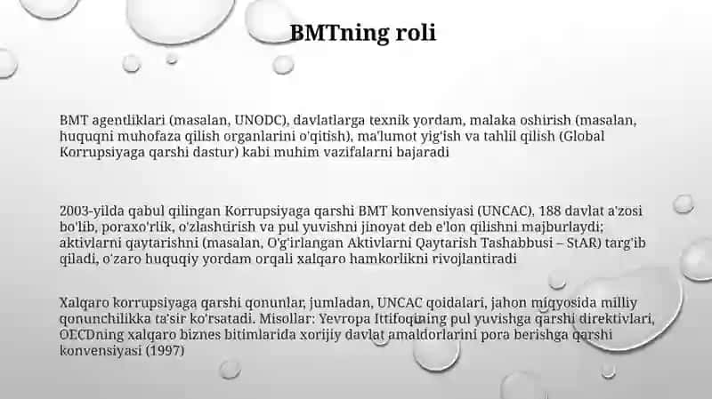 Korrupsiyaga qarshi kurash boʻyicha xalqaro qonunlar 3