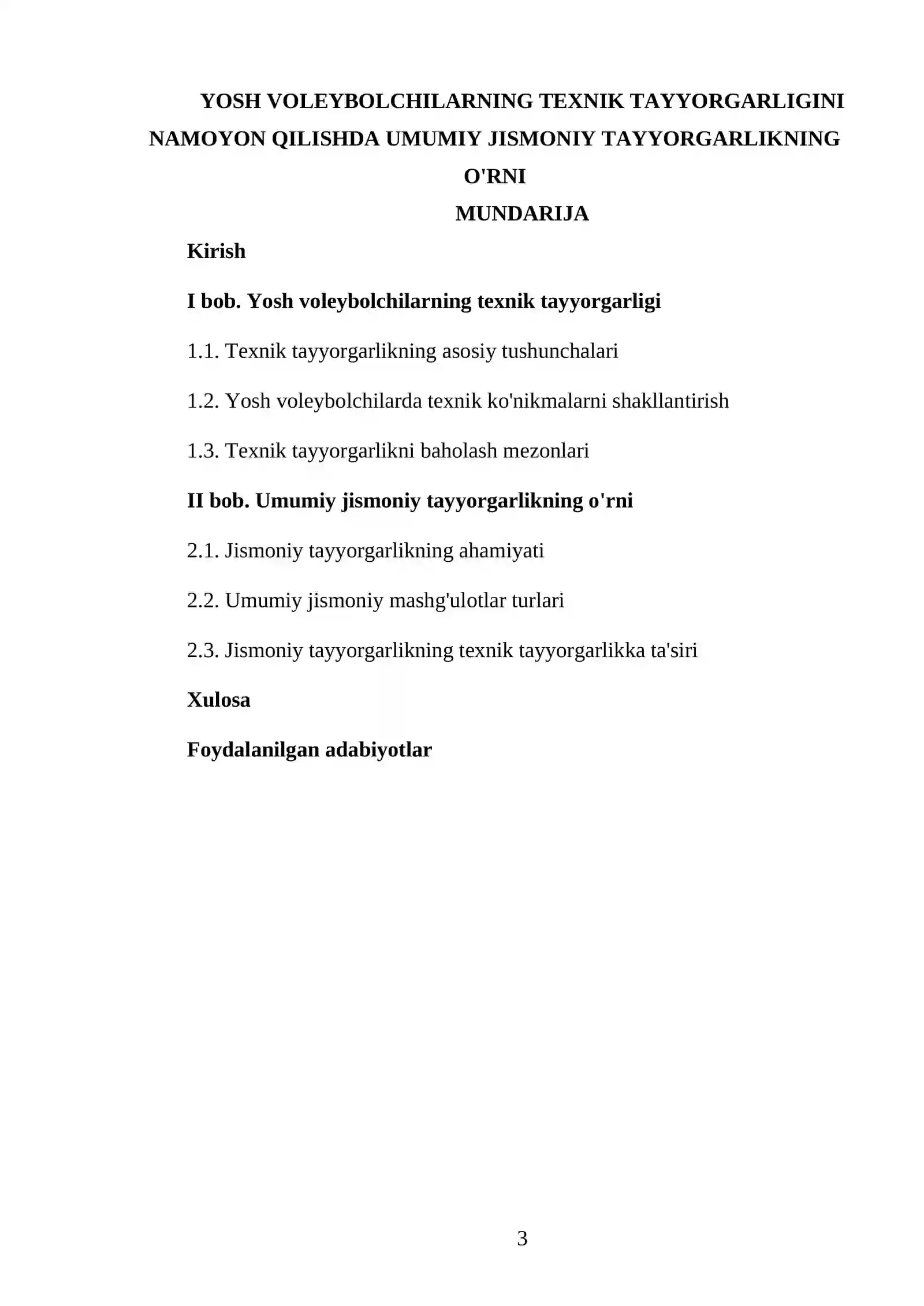 Yosh voleybolchilarning texnik tayyorgarligini namoyon qilishda umumiy jismoniy tayyorgarlikning o'rni 3