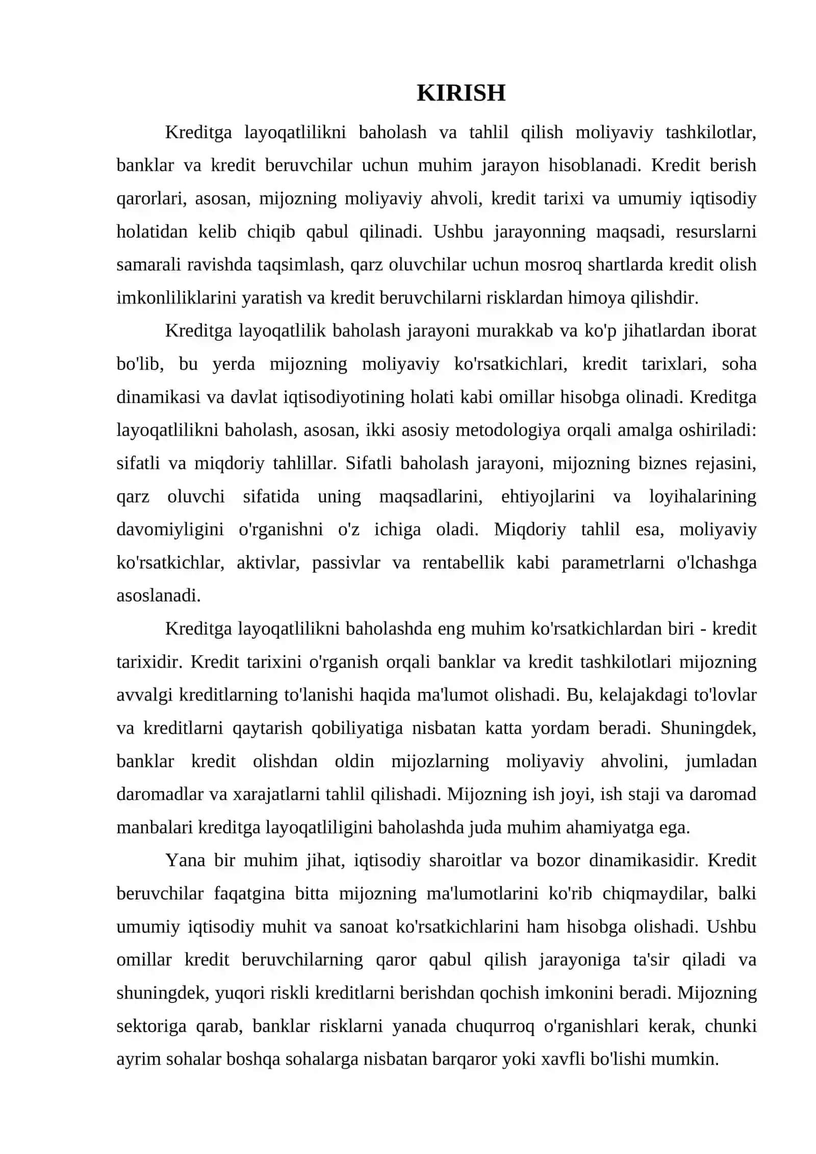 KREDITGA LAYOQATLILIKNI BAHOLASH VA TAHLIL QILISHNING ASOSIY USULLARI 3