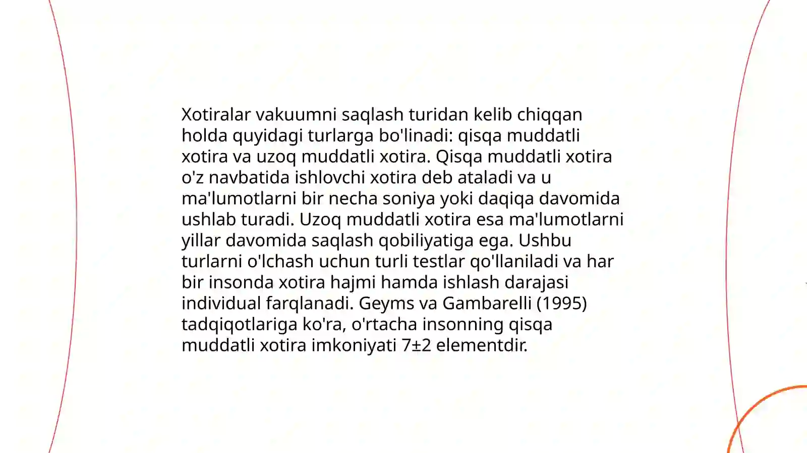 Xotira haqida tushuncha va uning nerv fiziologik asoslari 3