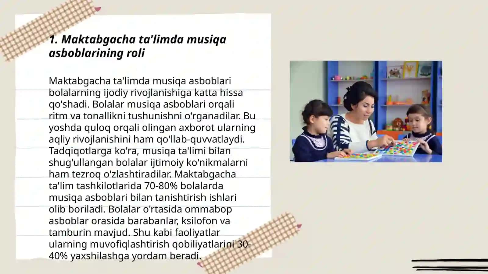 Maktabgacha ta'limda bolalarni musiqa asboblarida ijroga o‘rgatish 3