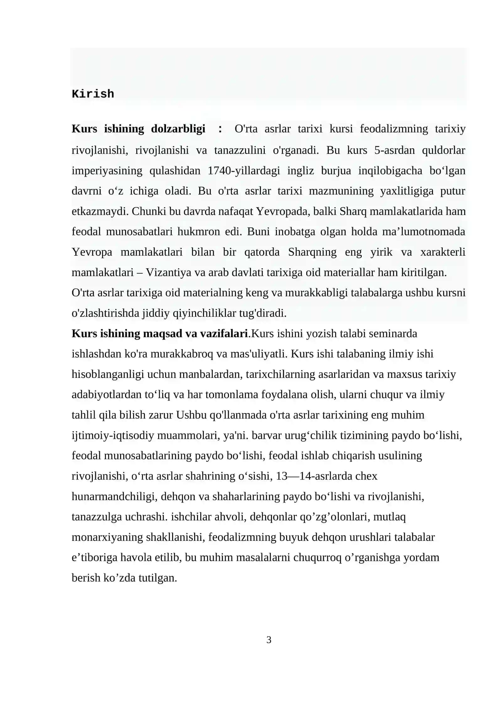 O`rta asrlar tarixining zamonoviy tarixshunoslik asosida o`rganilishi 3
