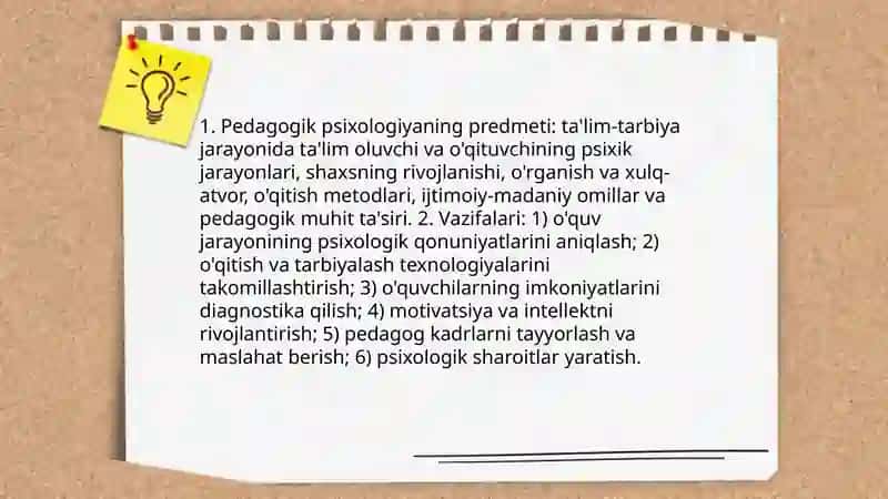 Pedagogik psixologiya:predmet,tuzilma,muammolari 3