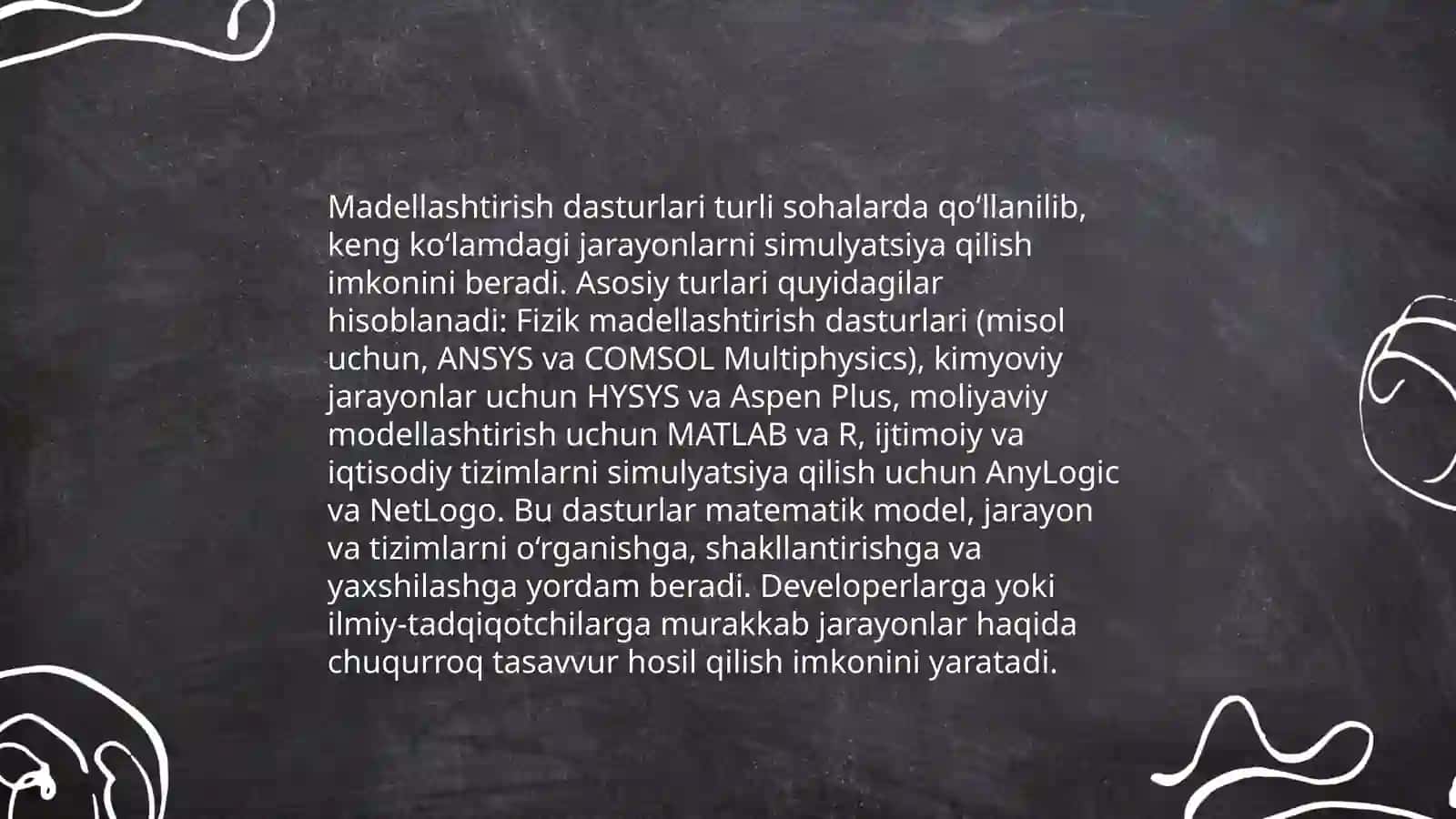 Madellashtirish dasturlari. Maktab bashqaruv tizimlari. band qilish tizimlari, bank dasturlari 3