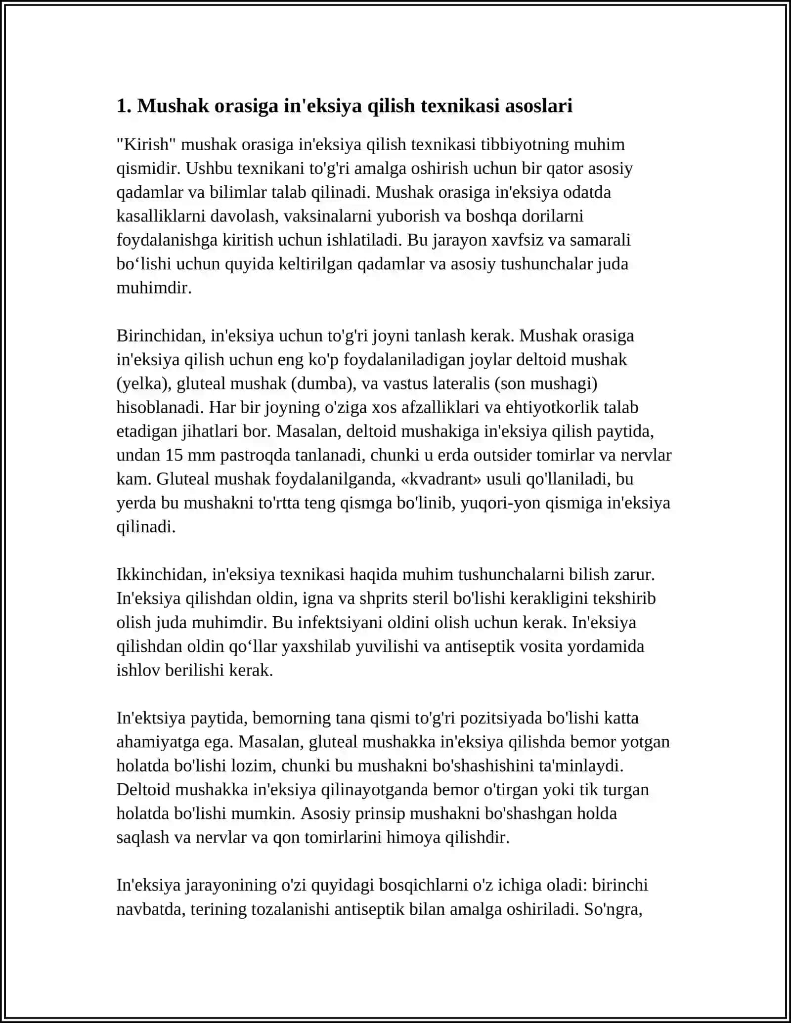 Mushak orasiga in'eksiya qilish texnikasi 3