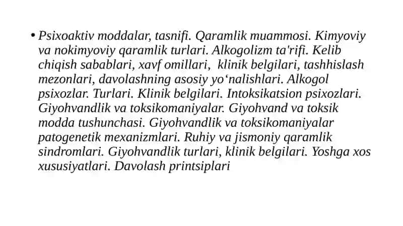 Psixofaol moddalarni iste’mol qilish natijasida yo‘zaga keladigan ruhiy va xulq-atvor buzilishlari 3