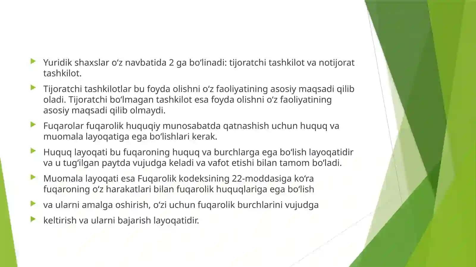 Fuqarolik huquqi sub'ektlari va ob'yektlari 3