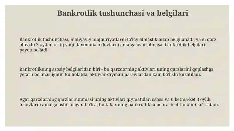 Bankrotlik tushunchasi va belgilari 3