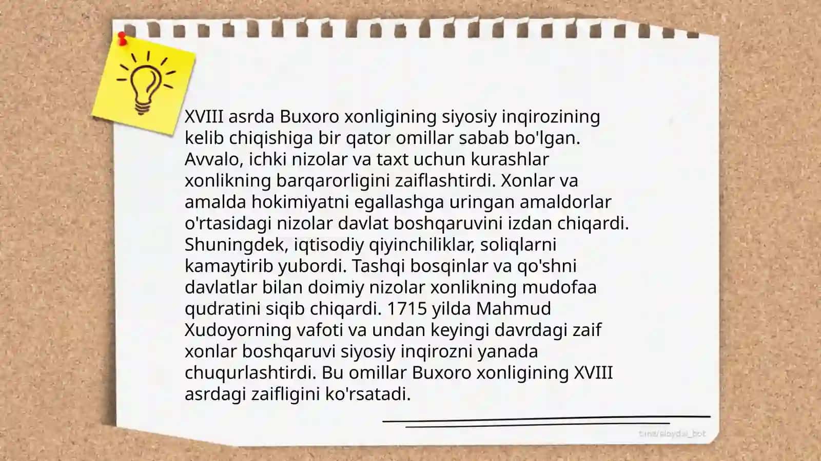XVIII asr birinchi yarmida Buxoro xonligining siyosiy inqirozi va uning asosiy xususiyatlari 3