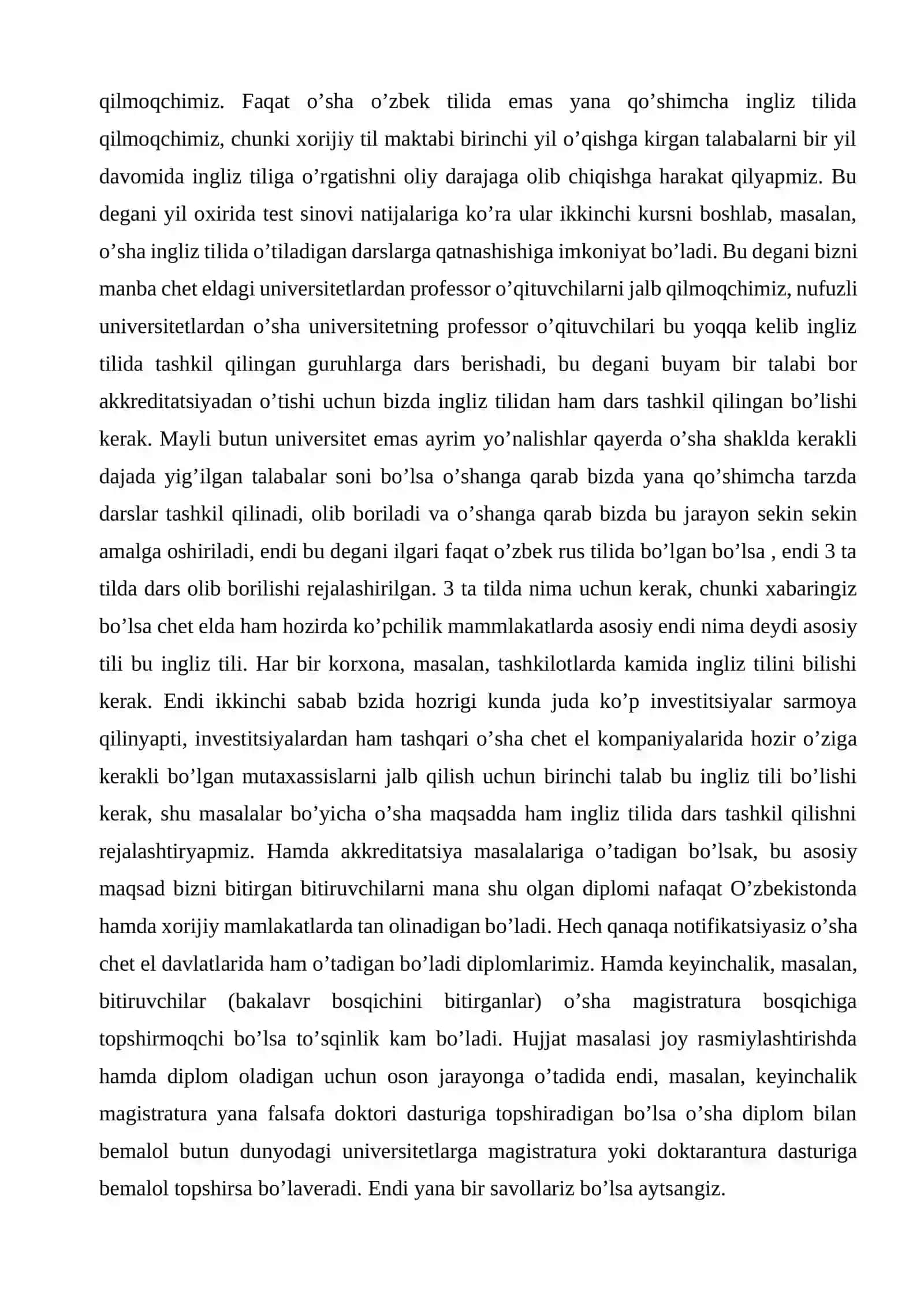 Akademik faoliyat prorektori - Erkin Xoltursunov bilan suhbat 3
