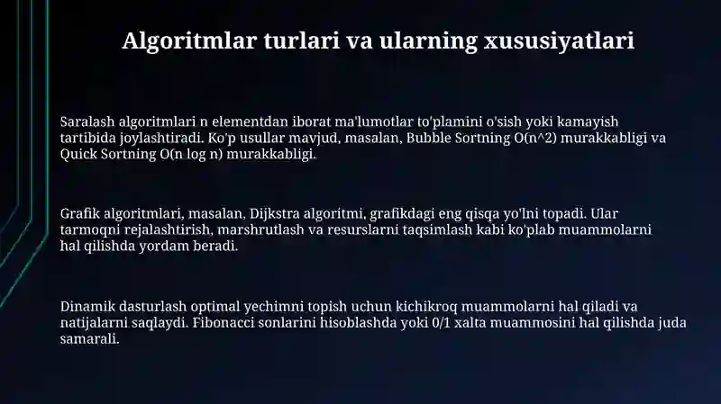 Algoritm turlari va ularning xossalari 3