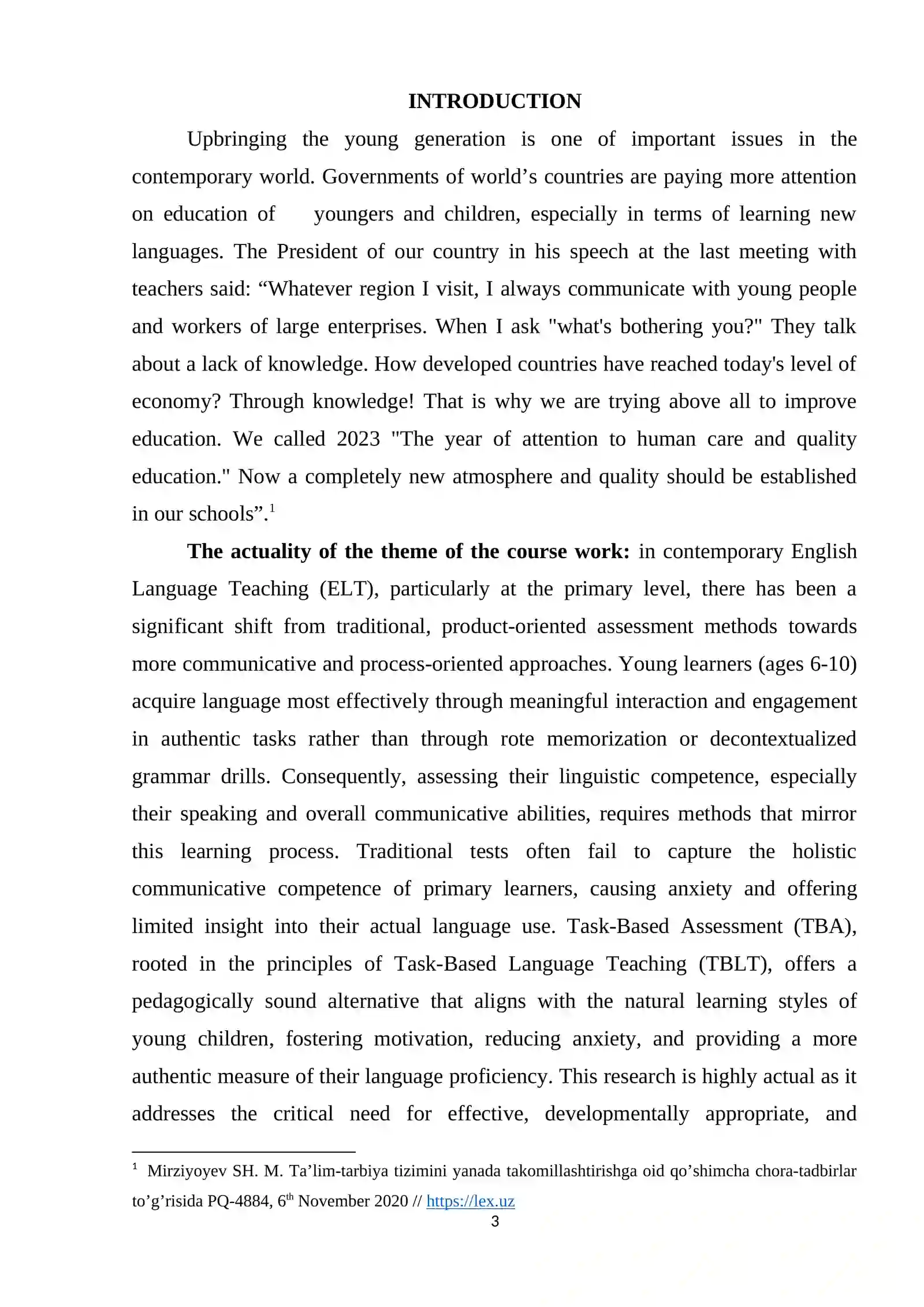 TASK-BASED ASSESSMENT IN THE PRIMARY ENGLISH LANGUAGE CLASSROOM 3