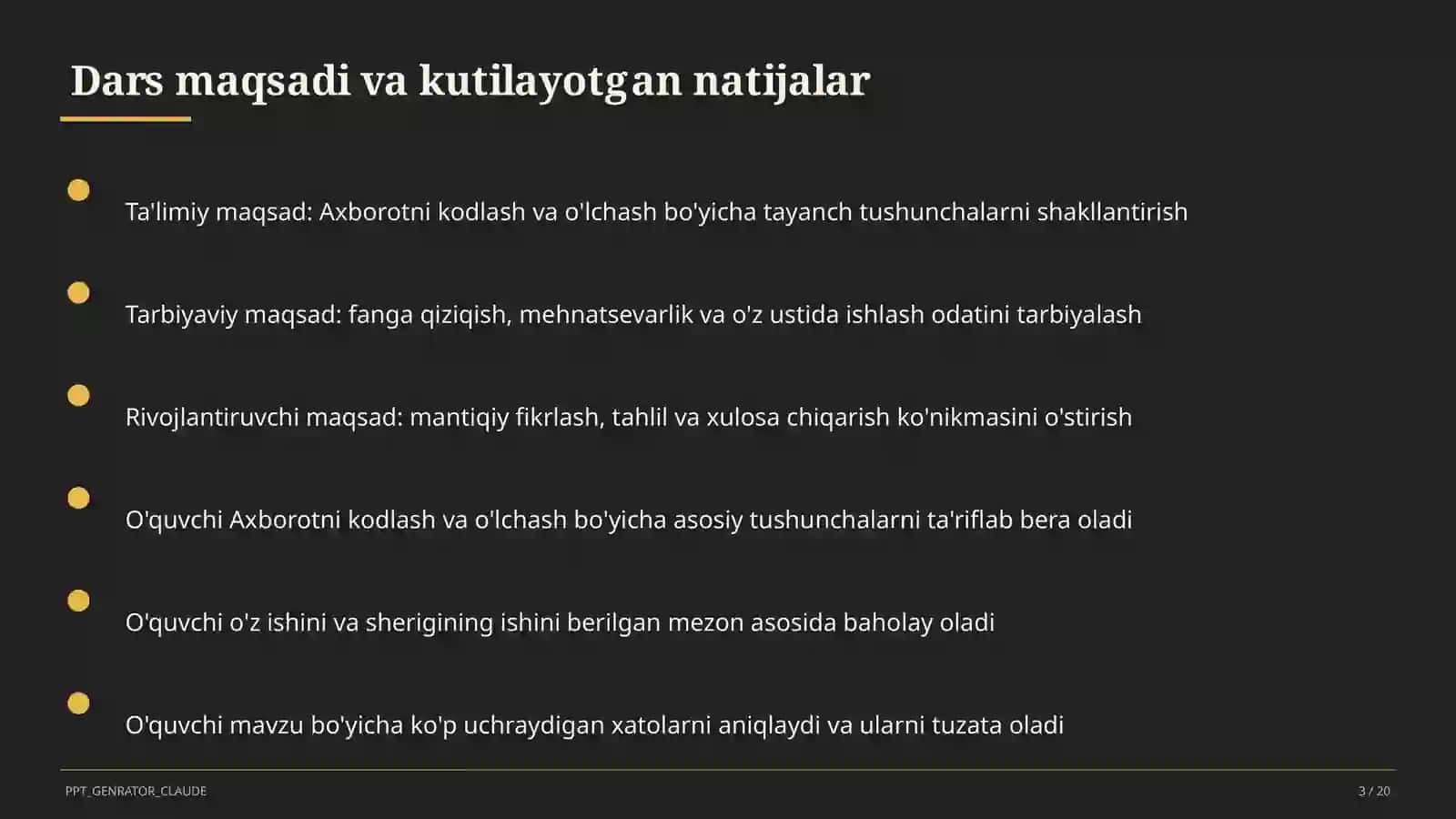 Axborotni kodlash va o'lchash (7-sinf) 3