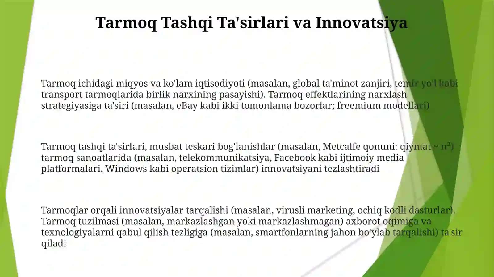 Tarmoqlar va iqtisodiyot 3