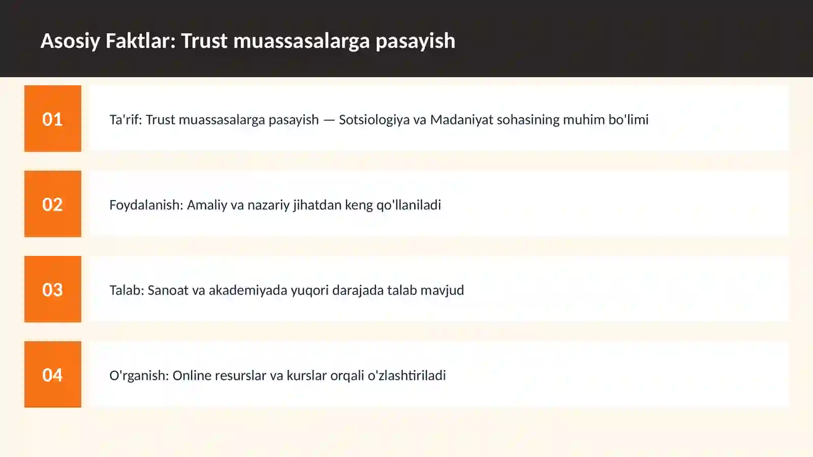 Trust muassasalarga pasayish 3
