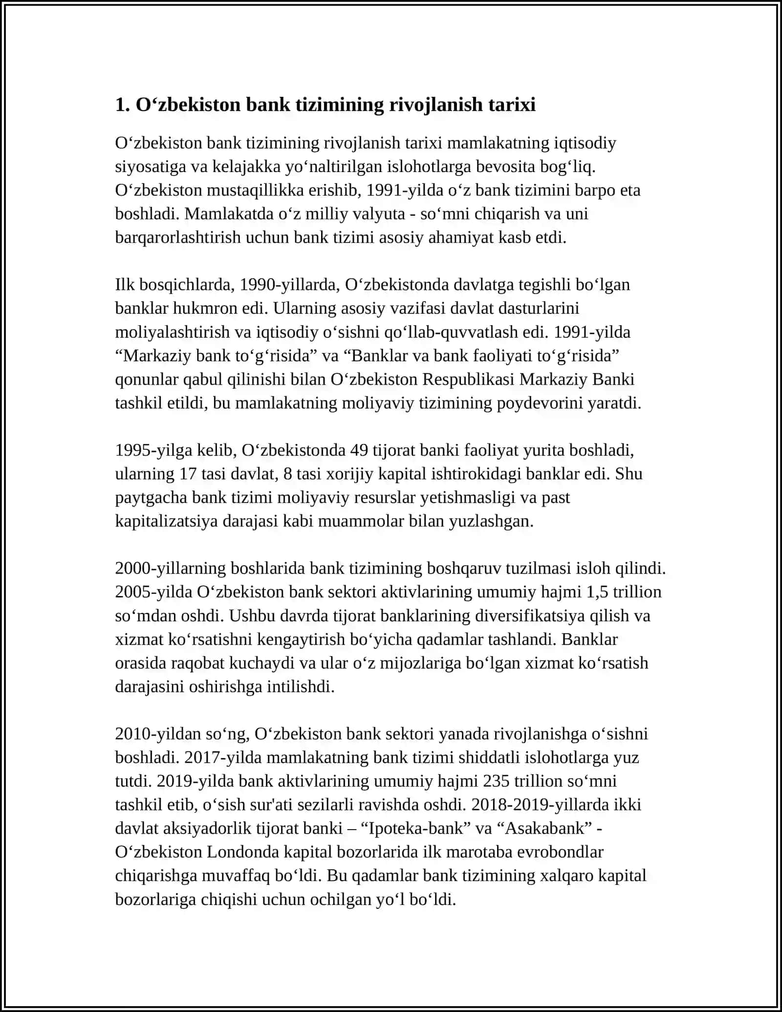 O'ZBEKISTON BANK TIZIMIDA BANK XIZMATLARINING RIVOJLANISHI 3