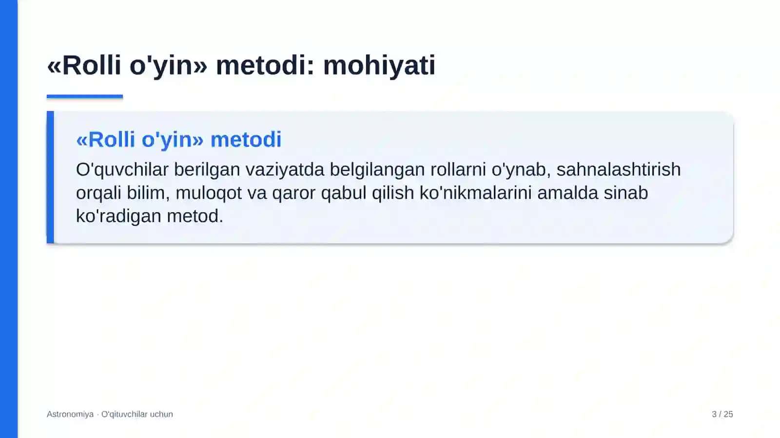 astronomiya darslarida rolli o'yin metodidan foydalanish 8574 3