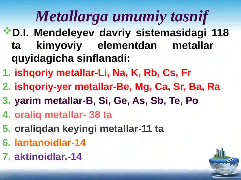 Metallarning umumiy xossalari 3