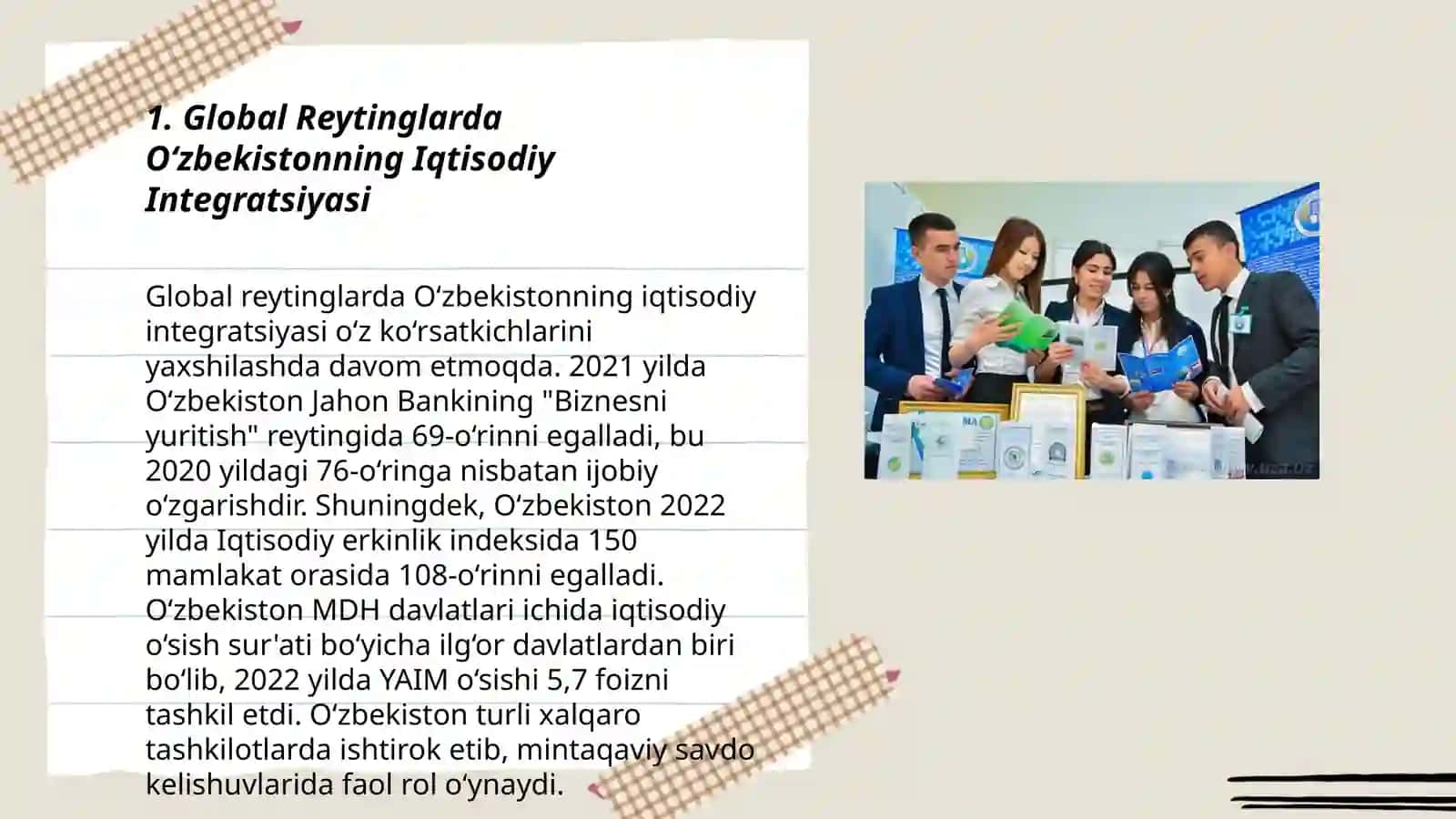 Iqtisodiy va ijtimoiy sohadagi ustuvor xalqaro reytinglar va ularga Oʻzbekistonning integratsiyalashuvi 3