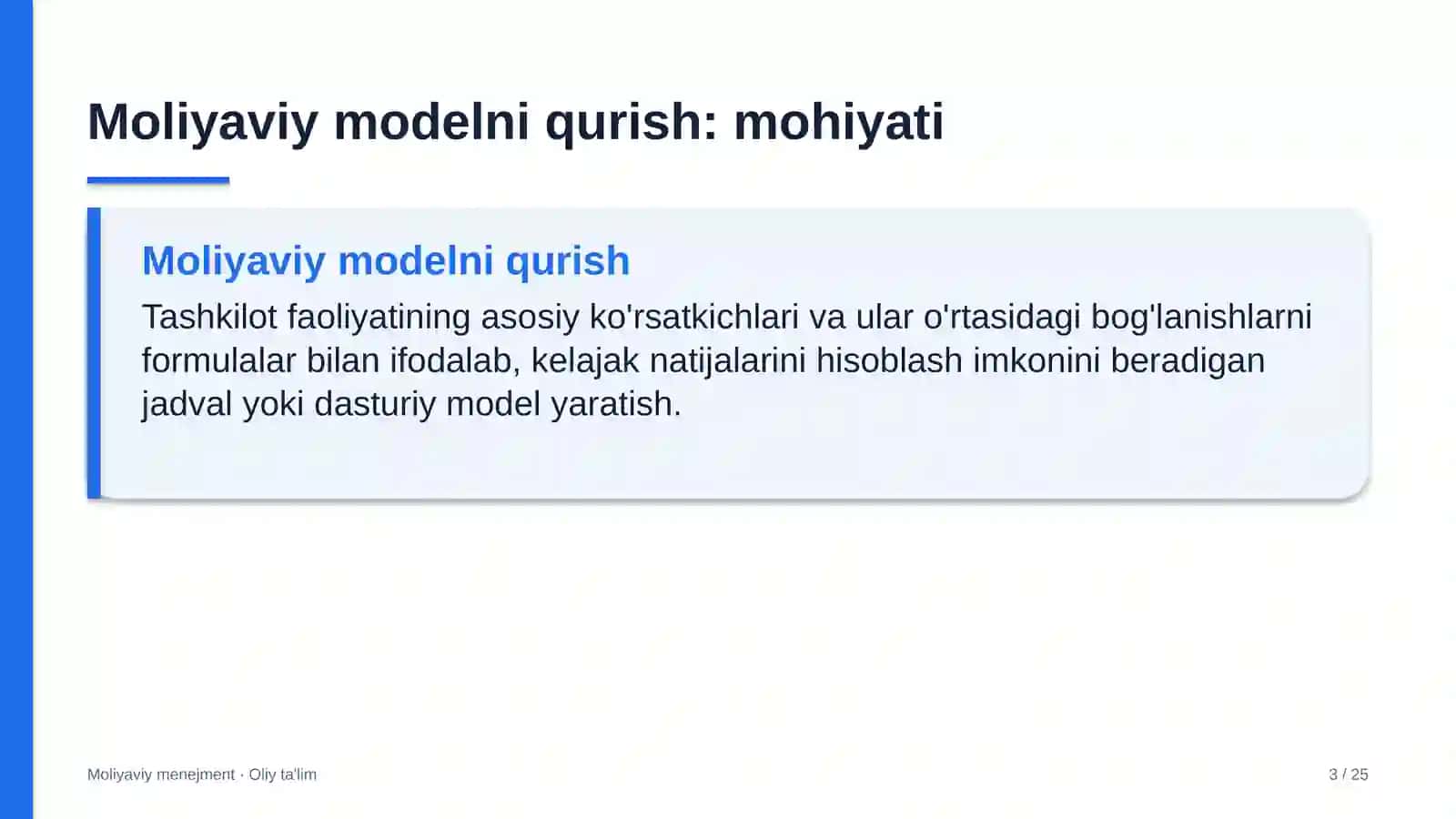 echkichilikda moliyaviy modelni qurish 9985 3