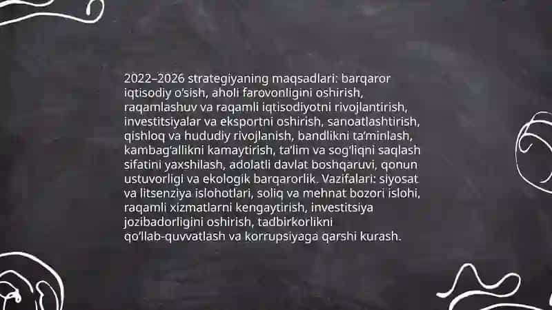 Yangi O'zbekiston 2022–2026 yillarga mo‘ljallangan taraqqiyot strategiyasi 3