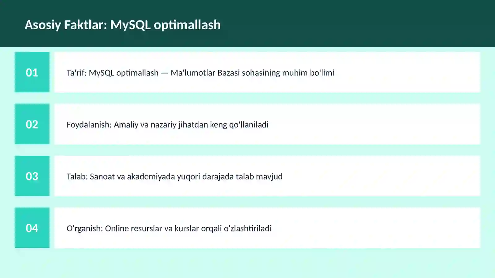 MySQL optimallash 3