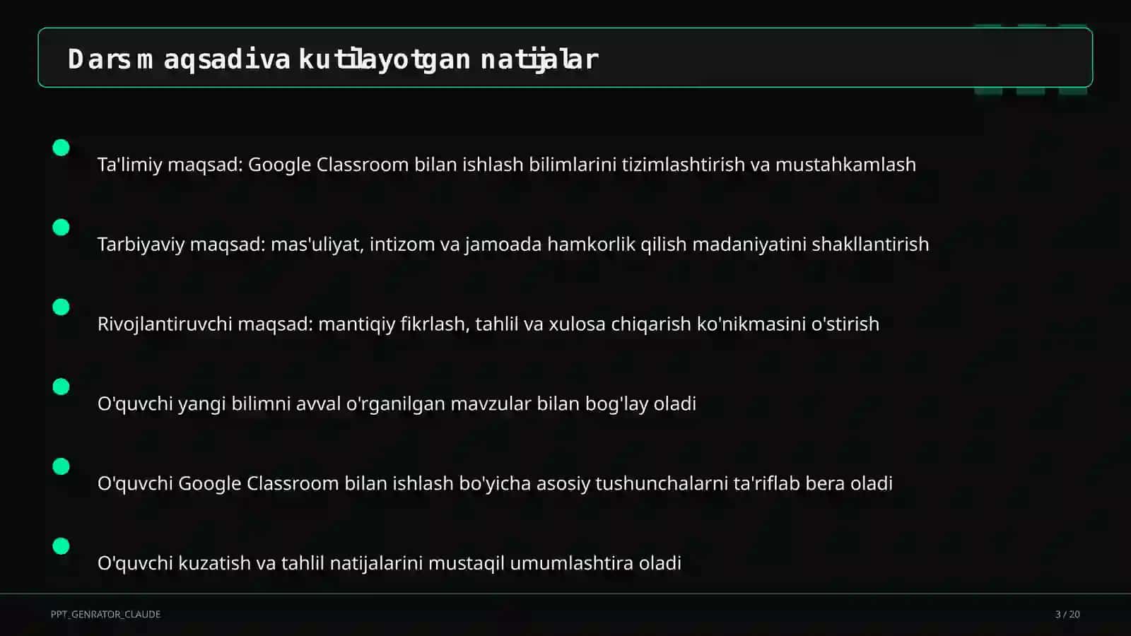 Dars rejasi 3