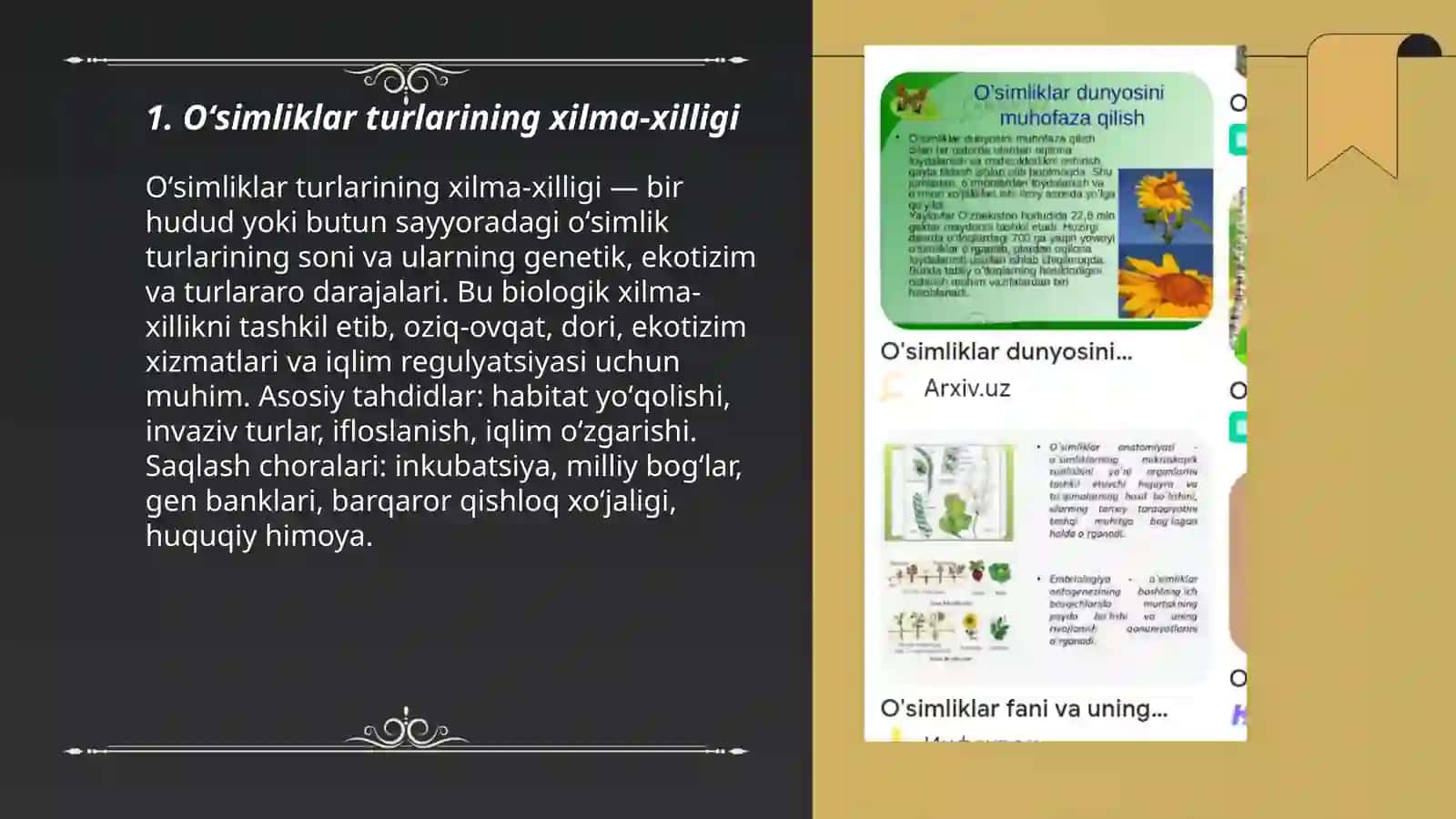 Oʻsimliklar turlarining xilma-xilligi 3