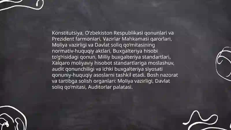 O‘zbekiston Respublikasida Buxgalteriya Hisobi va Moliyaviy Hisobotni Tartibga Soluvchi Me’yoriy-huquqiy Asoslari 3