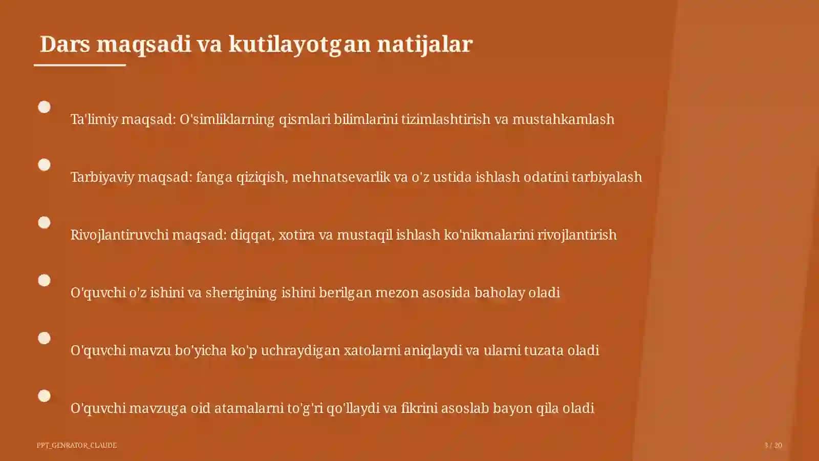 O'simliklarning qismlari (2-sinf) 1