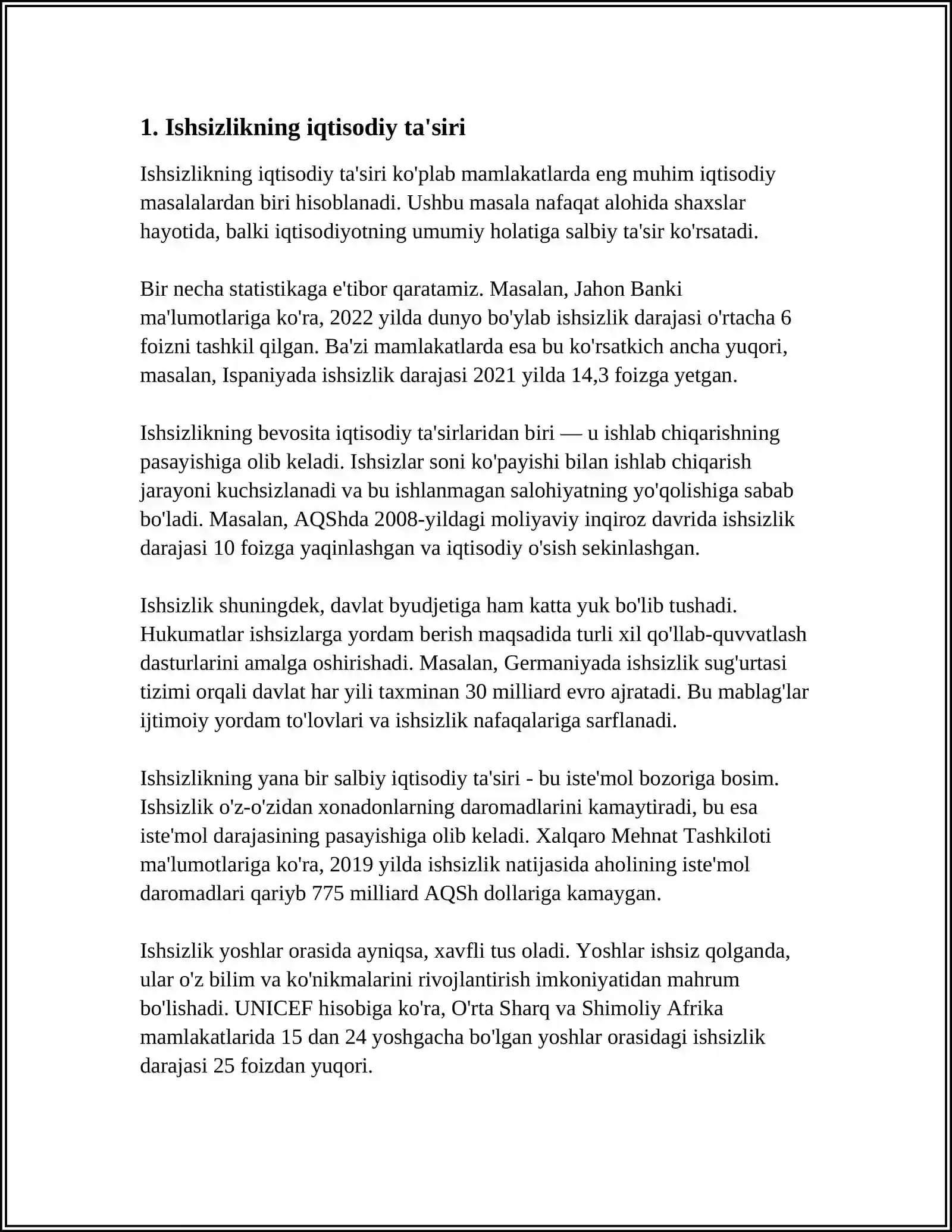 ISHSIZLIK VA BANDLIK MUAMMOLARI MILLIY IQTISODIYOTDA 3