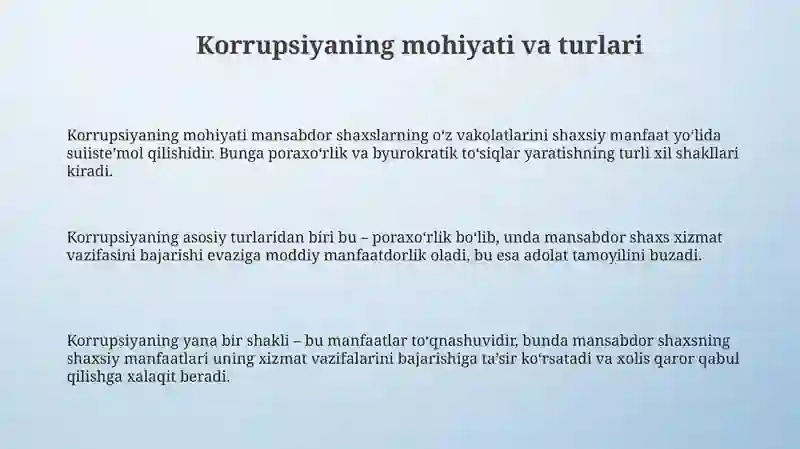 Korrupsiyaning mohiyati, oqibatlari va unga qarshi kurash mexanizmlari 3