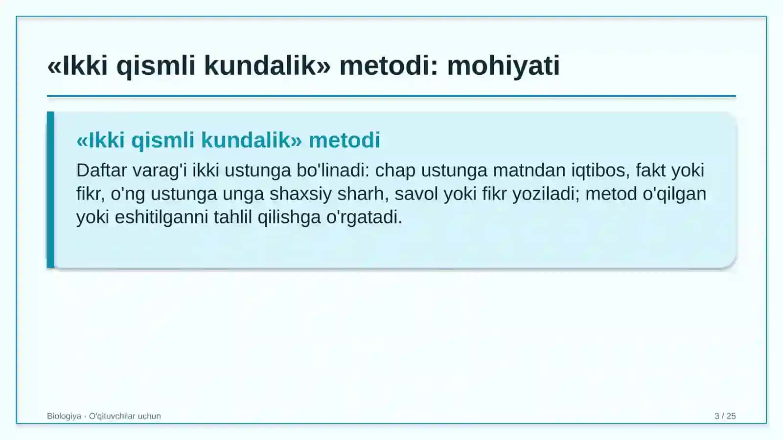 biologiya darslarida ikki qismli kundalik metodidan foydalanish 1103 3