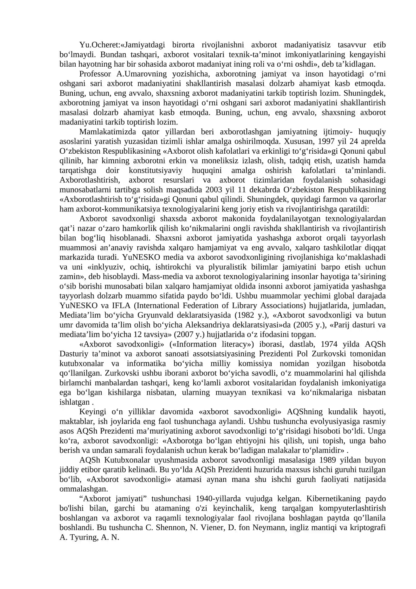 Axborotning jamiyatdagi o‘rni va ahamiyati 3