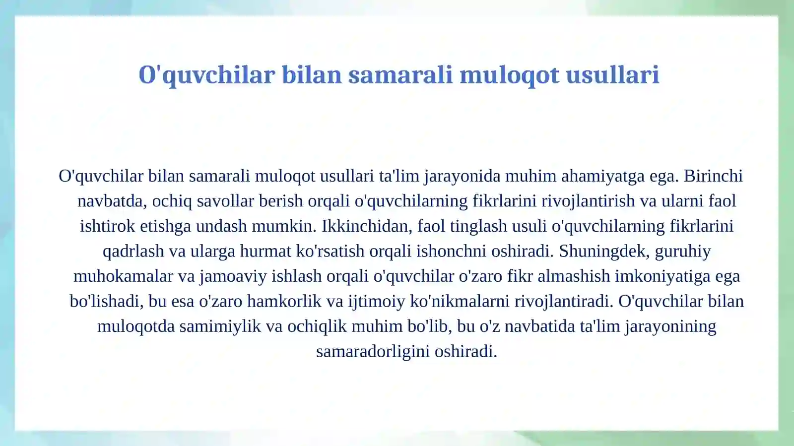 Pedagogik faoliyatda muloqot 3