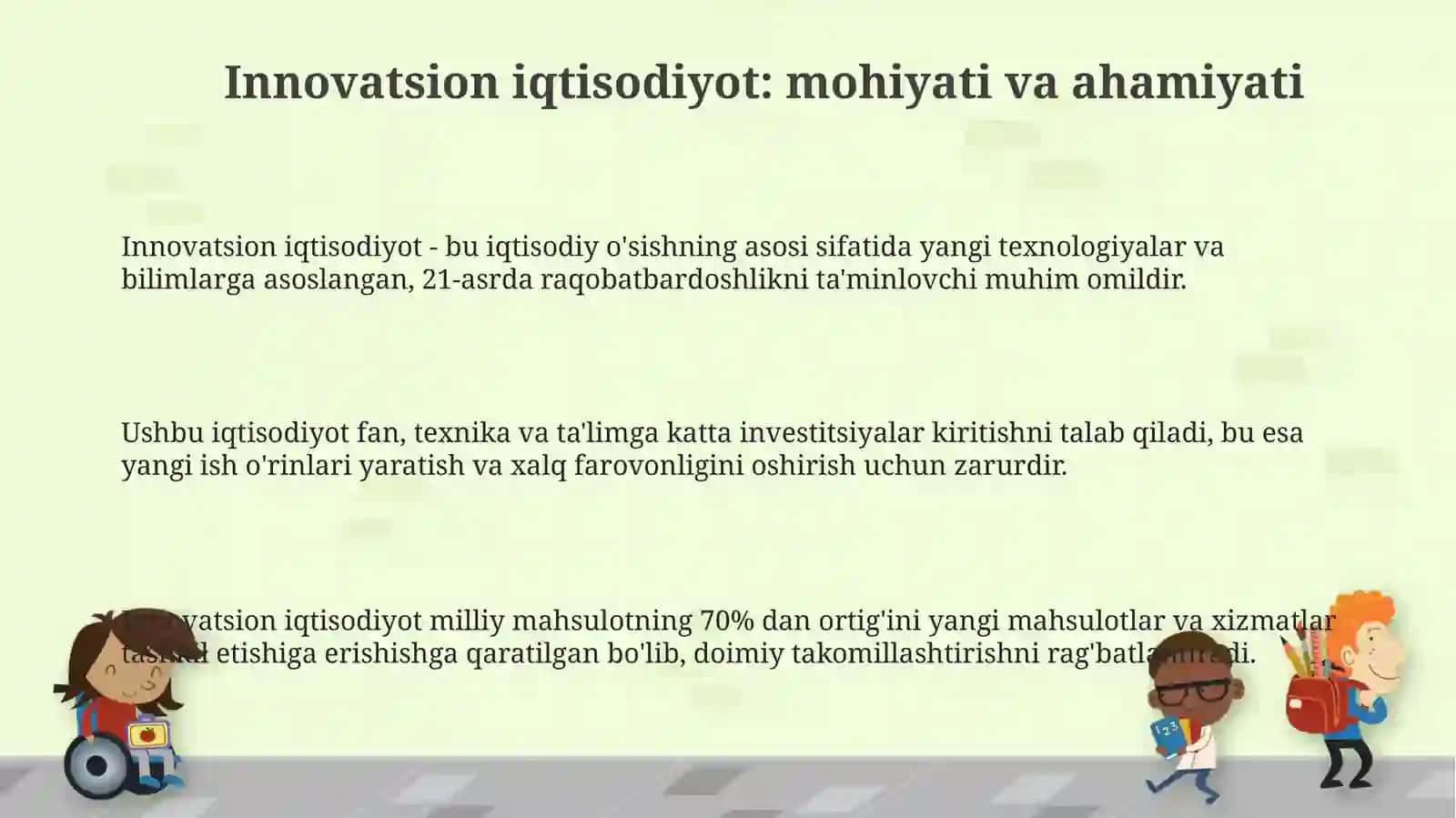 O'zbekistonda innovatsion iqtisodiyotni rivojlantirishdagi muammolar va ularni hal etish yoʻllari 3