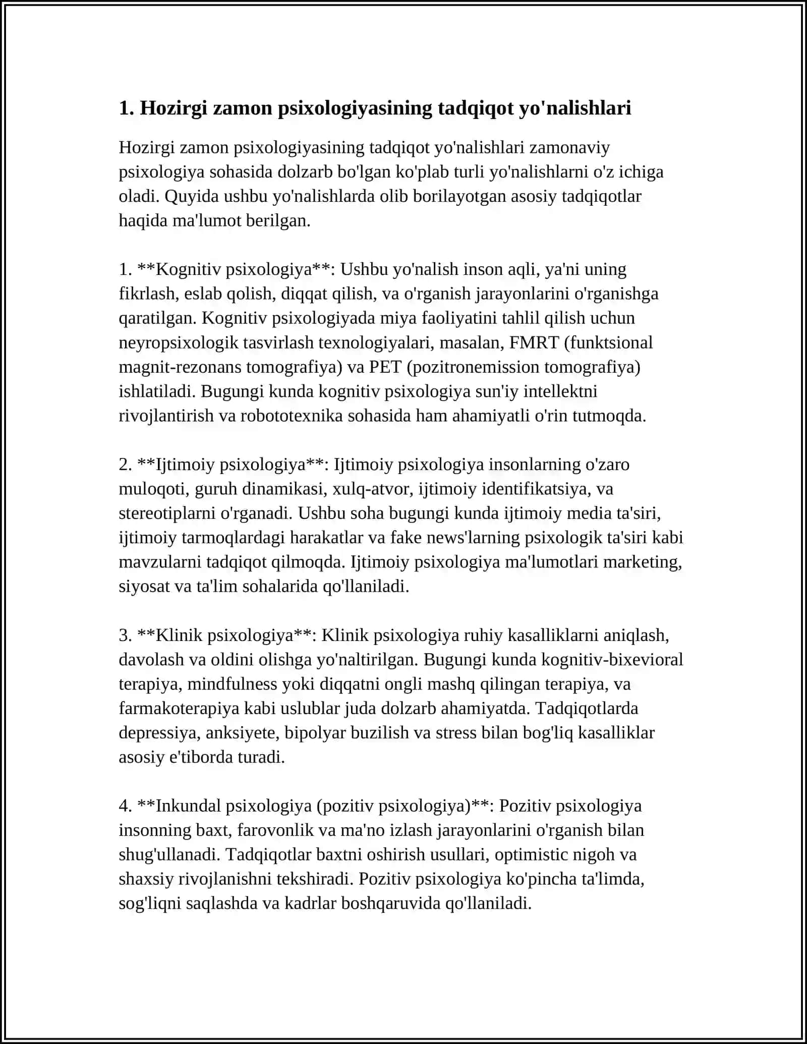 HOZIRGI ZAMON PISIXALOGIYASINING TADQIQOT MODELLARI.PISIXIKANING FLOGENETIK TARAQQIYOTI 3
