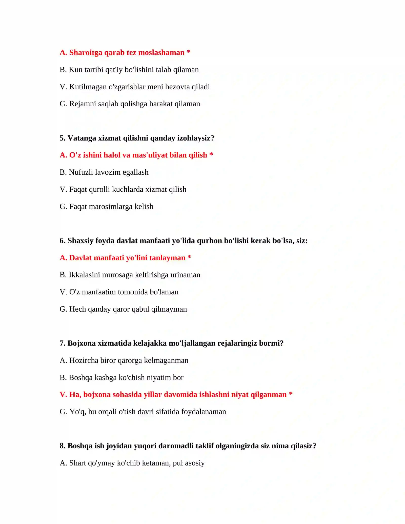 Bojxona siyosati testlari 3
